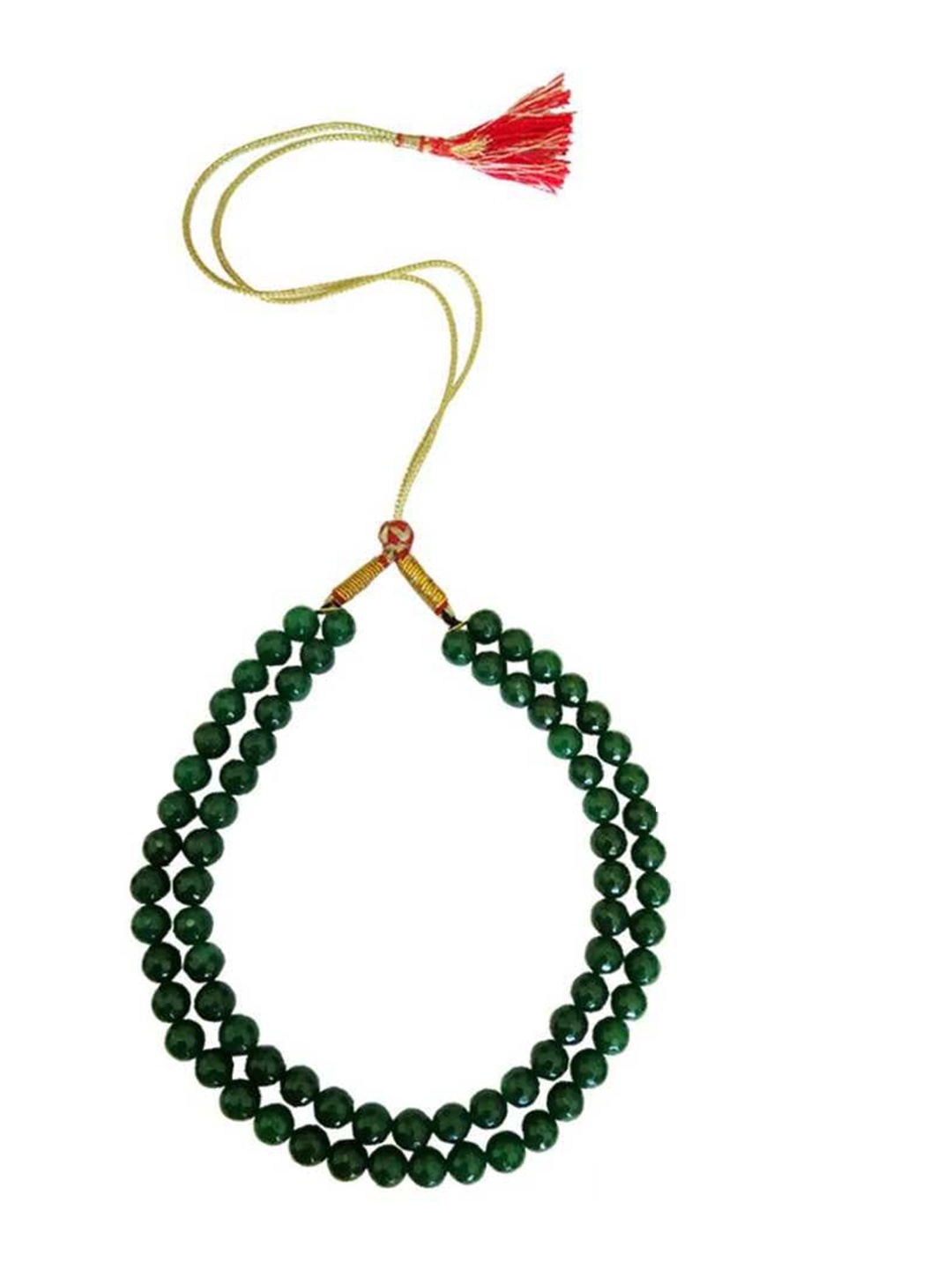 

RICH AND FAMOUS Gold-Plated Green Agate Beads Layered Necklace