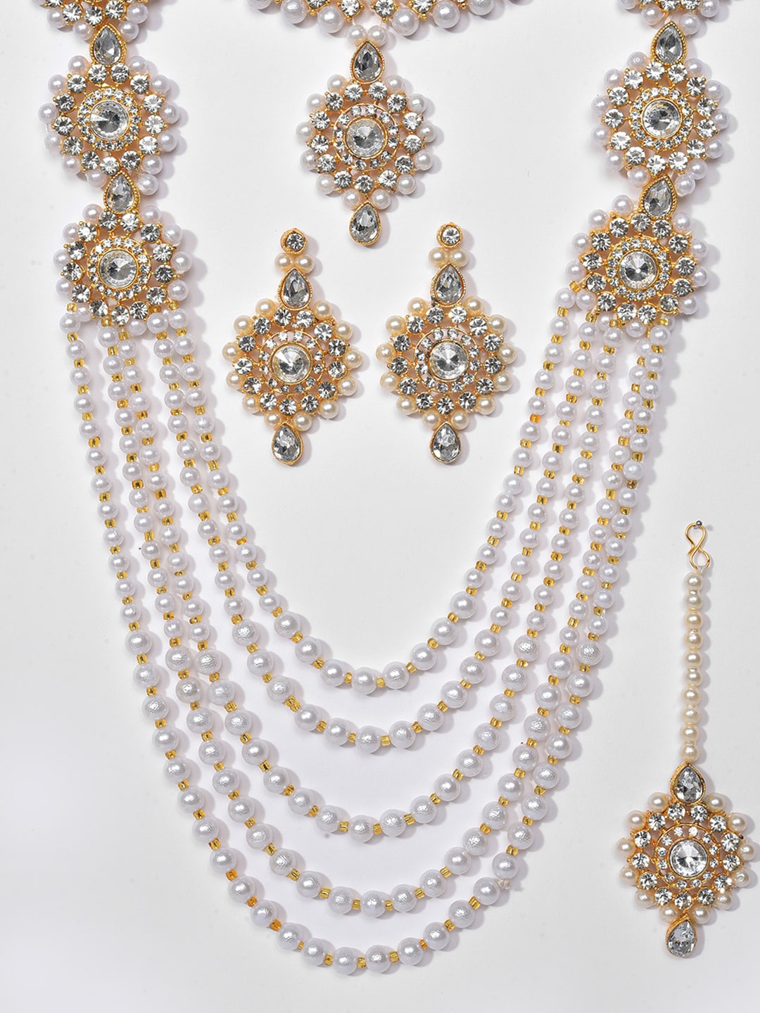 

SOHI White Pearl Beaded Gold-Plated Jewellery Set