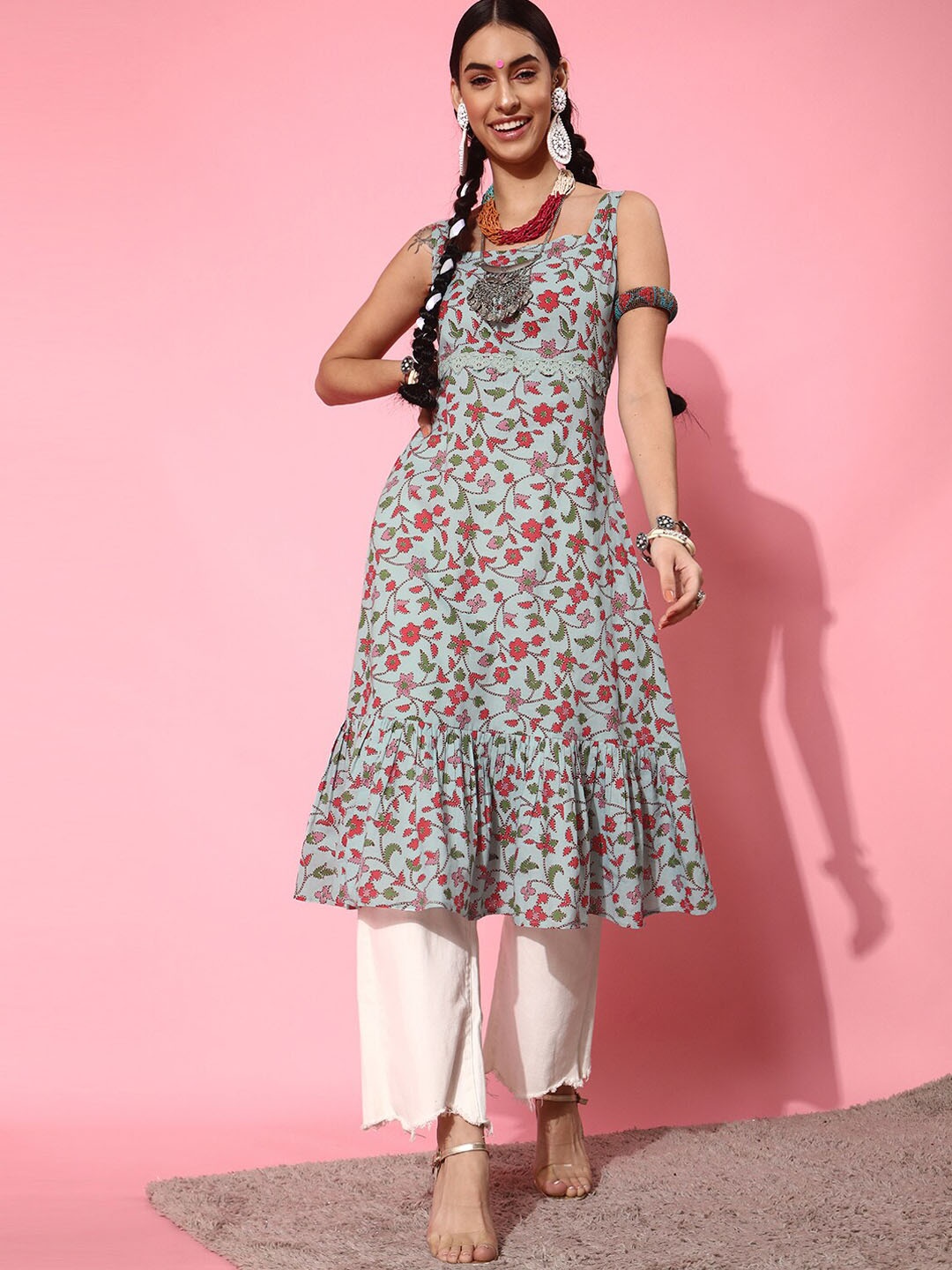 

STREET 9 Alluring Turquoise Blue Cotton Kurta