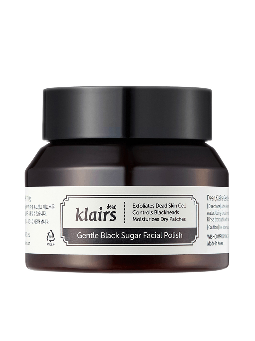 

dear klairs Gentle Black Sugar Facial Polish for Skin Brightening & Remove Blackheads-110g, White