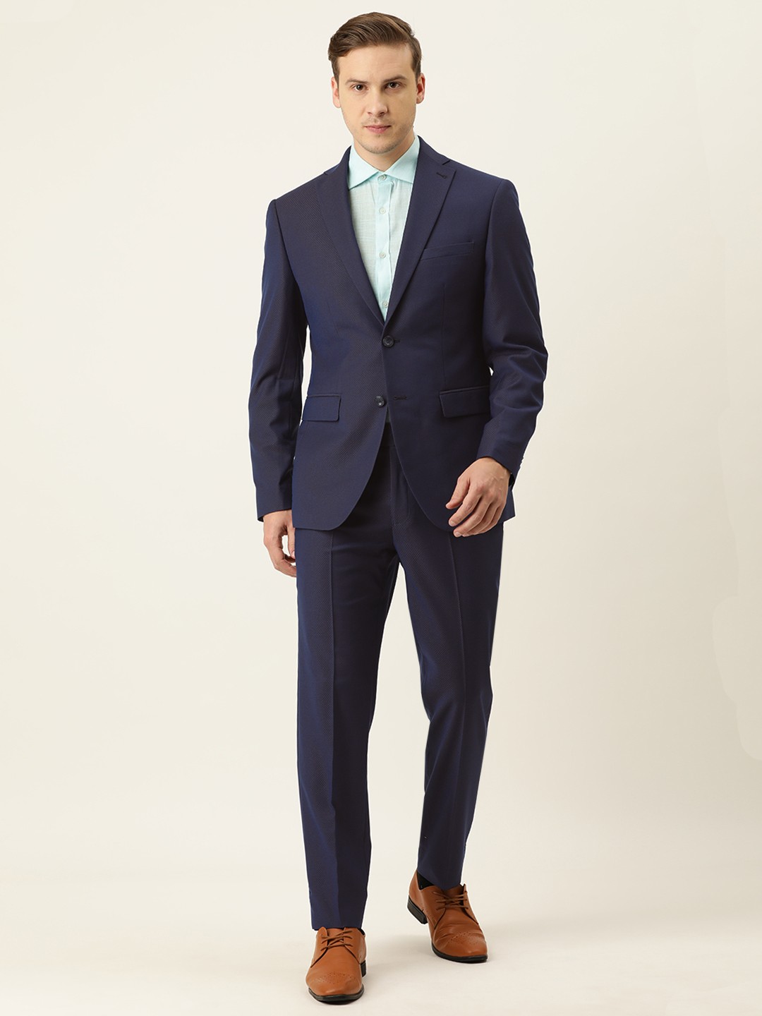

Peter England Men Dark Blue Solid Single-Breasted Slim Fit Formal Suit