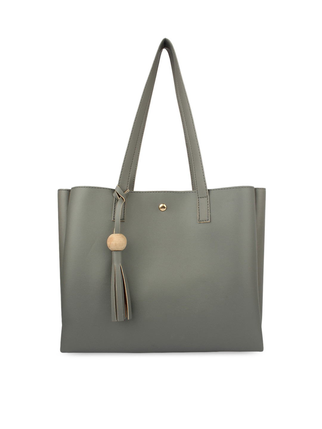 

MAMMON Olive Green PU Tasselled Shopper Shoulder Bag