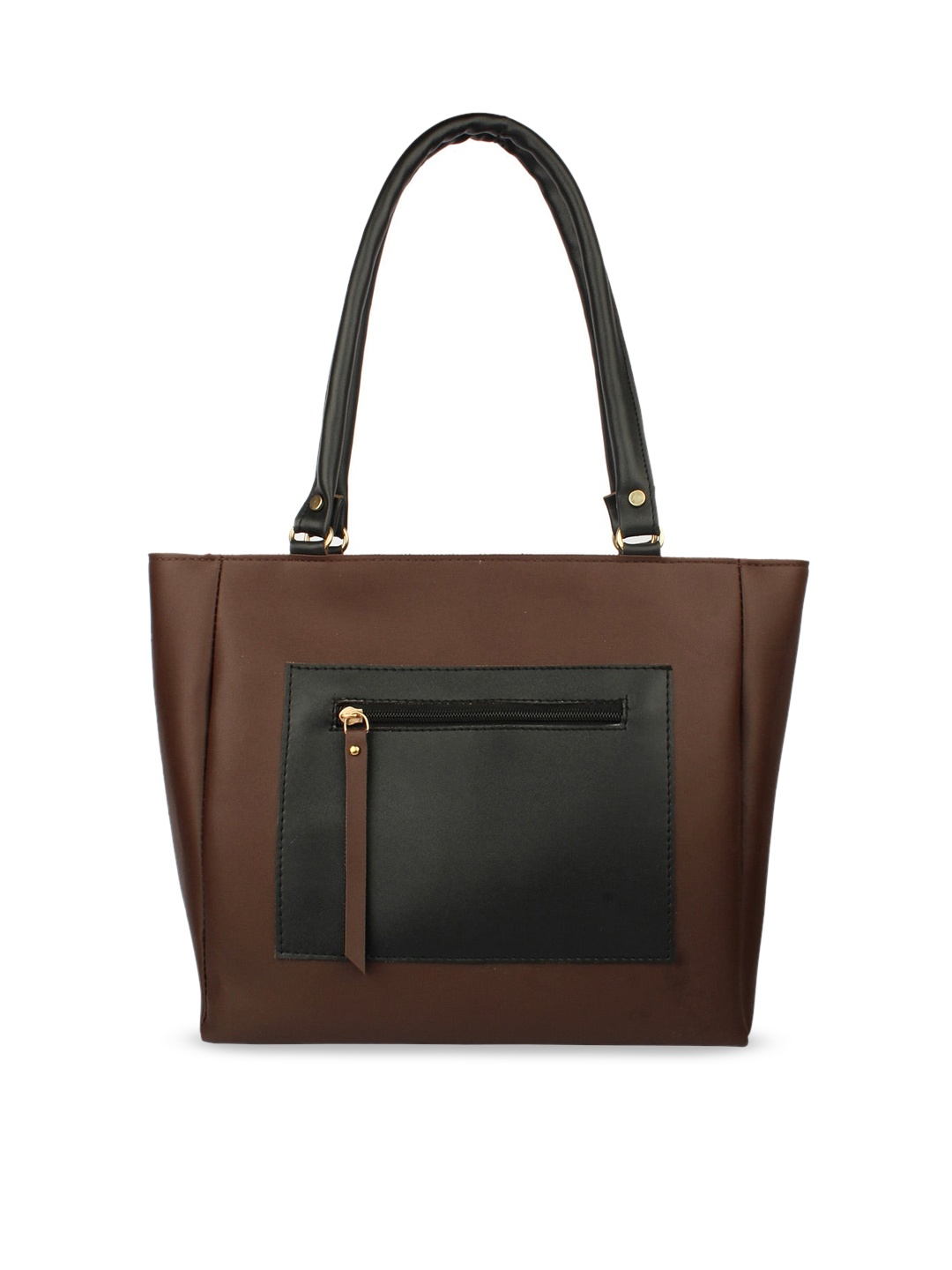 

MAMMON Brown Colourblocked PU Structured Shoulder Bag