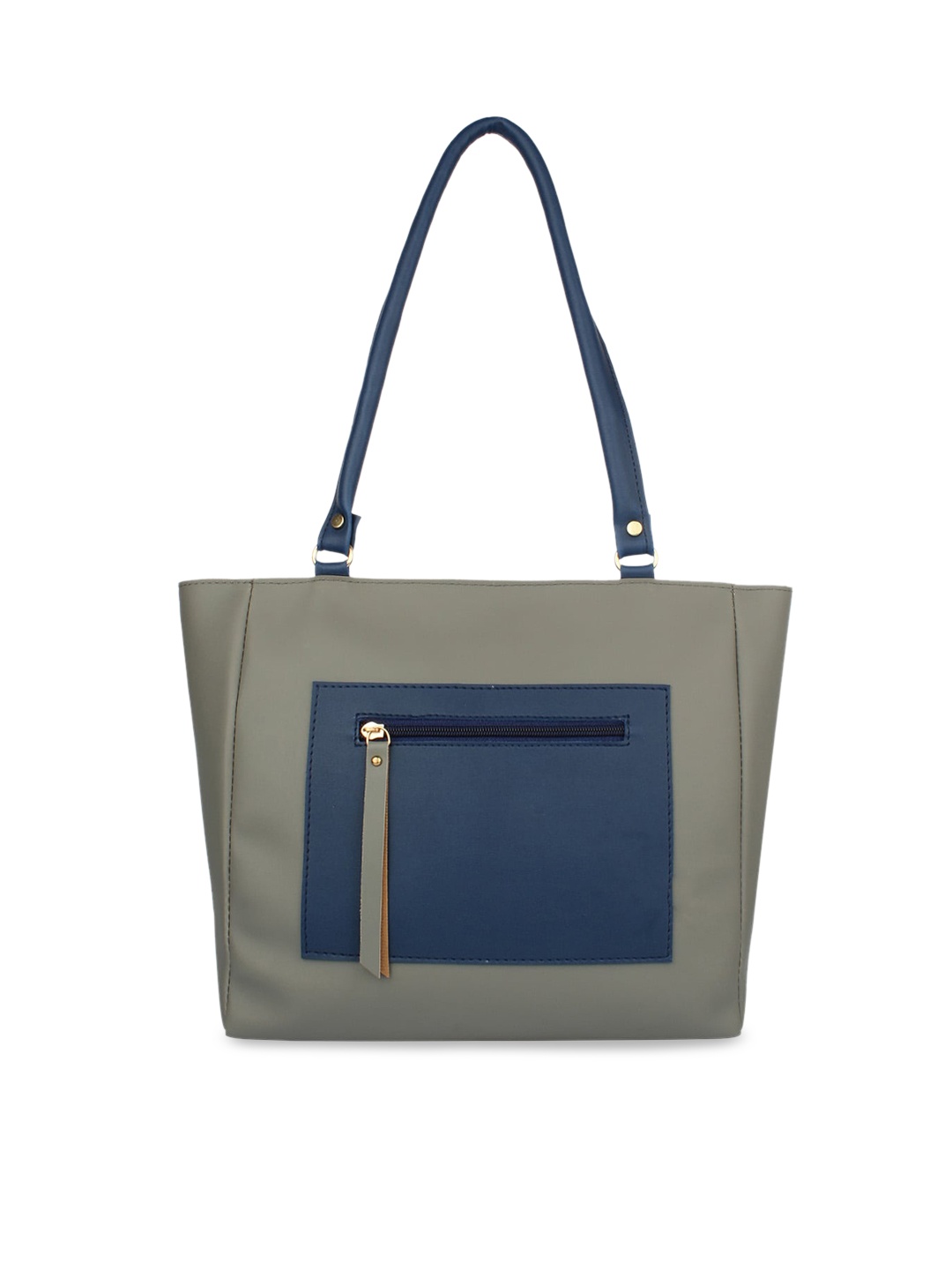 

MAMMON Grey Colourblocked PU Structured Shoulder Bag