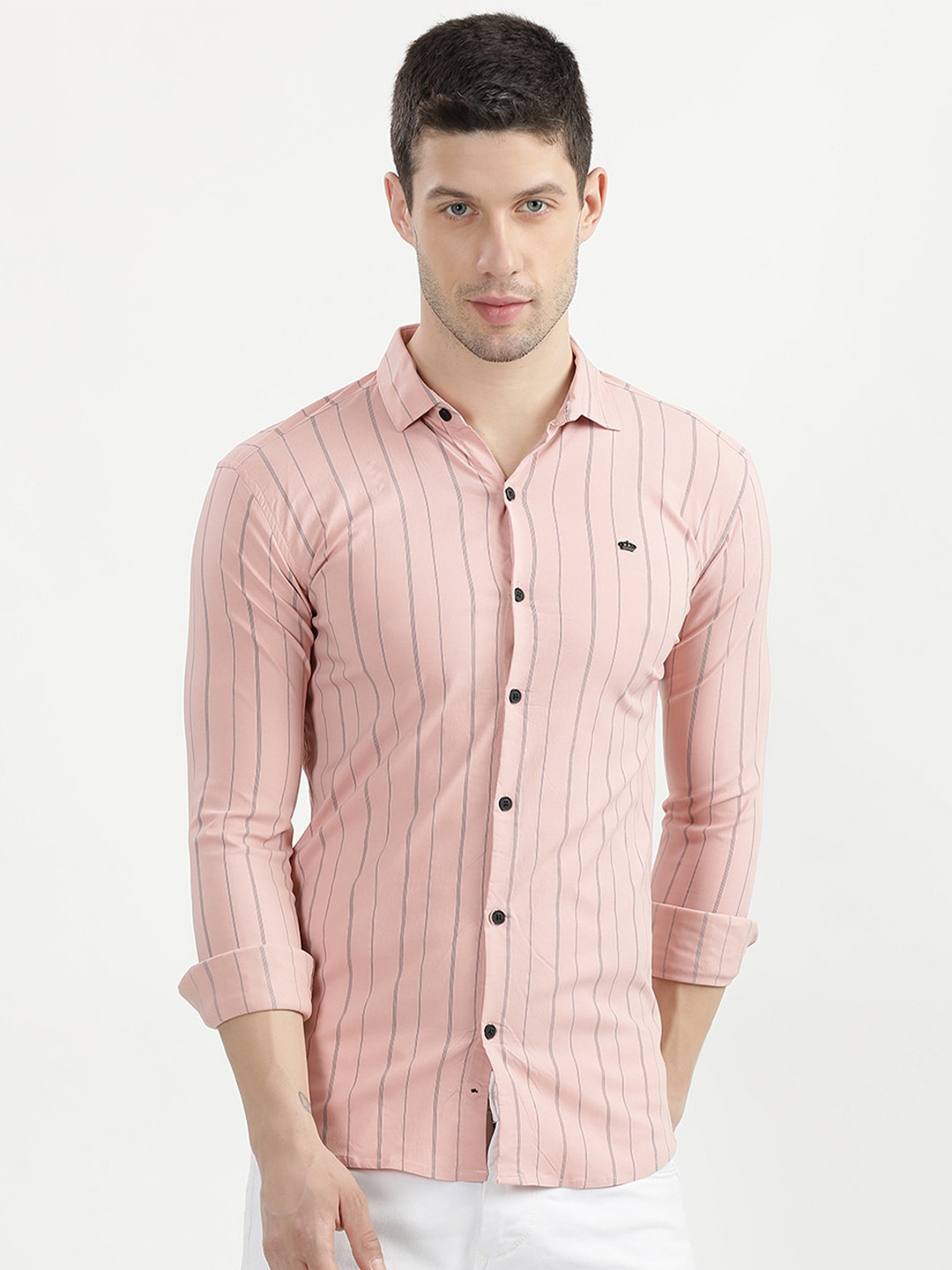 

V2 Value & Variety Men Pink Striped Casual Shirt