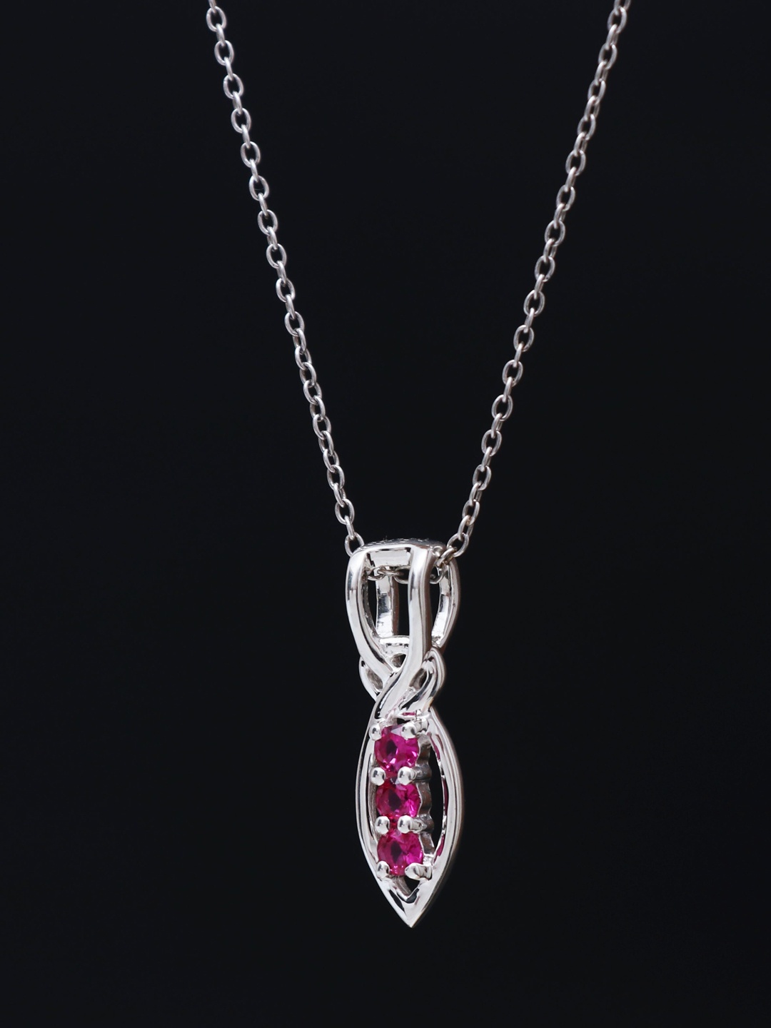 

HIFLYER JEWELS Silver-Toned & Pink CZ-Studded Rhodium-Plated Pendant