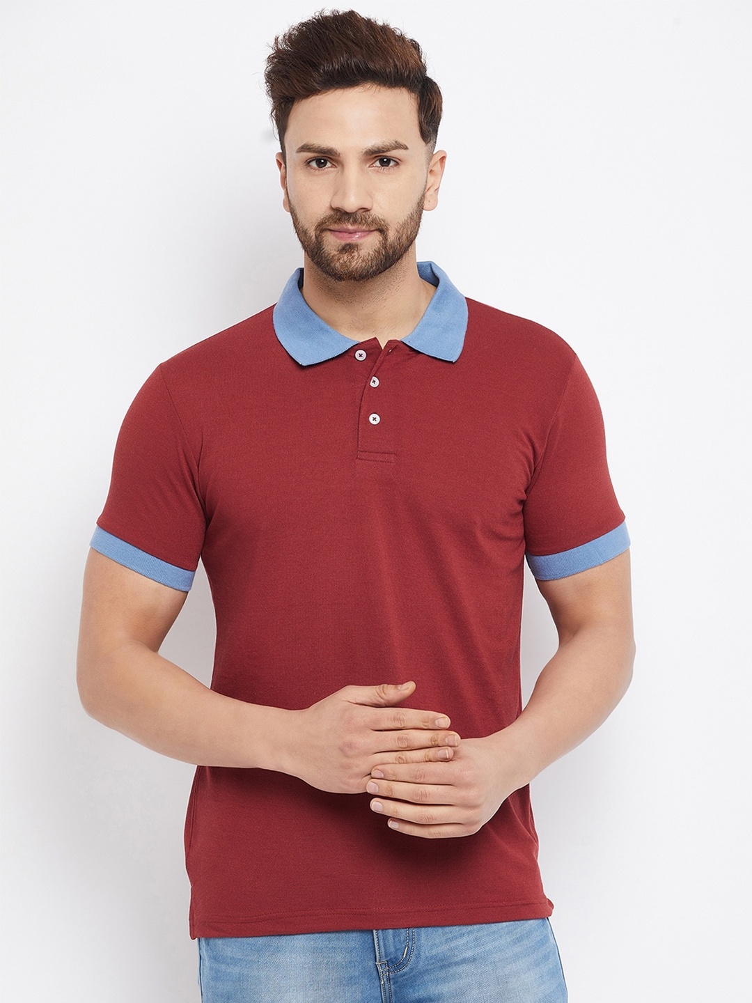 

THE MILLION CLUB Men Maroon Polo Collar T-shirt