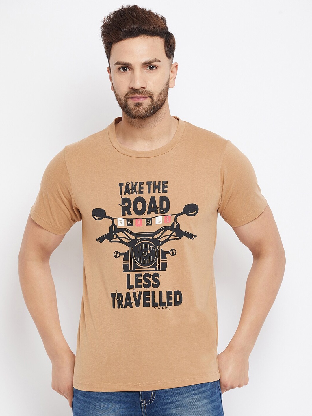 

THE MILLION CLUB Men Beige Typography Printed T-shirt