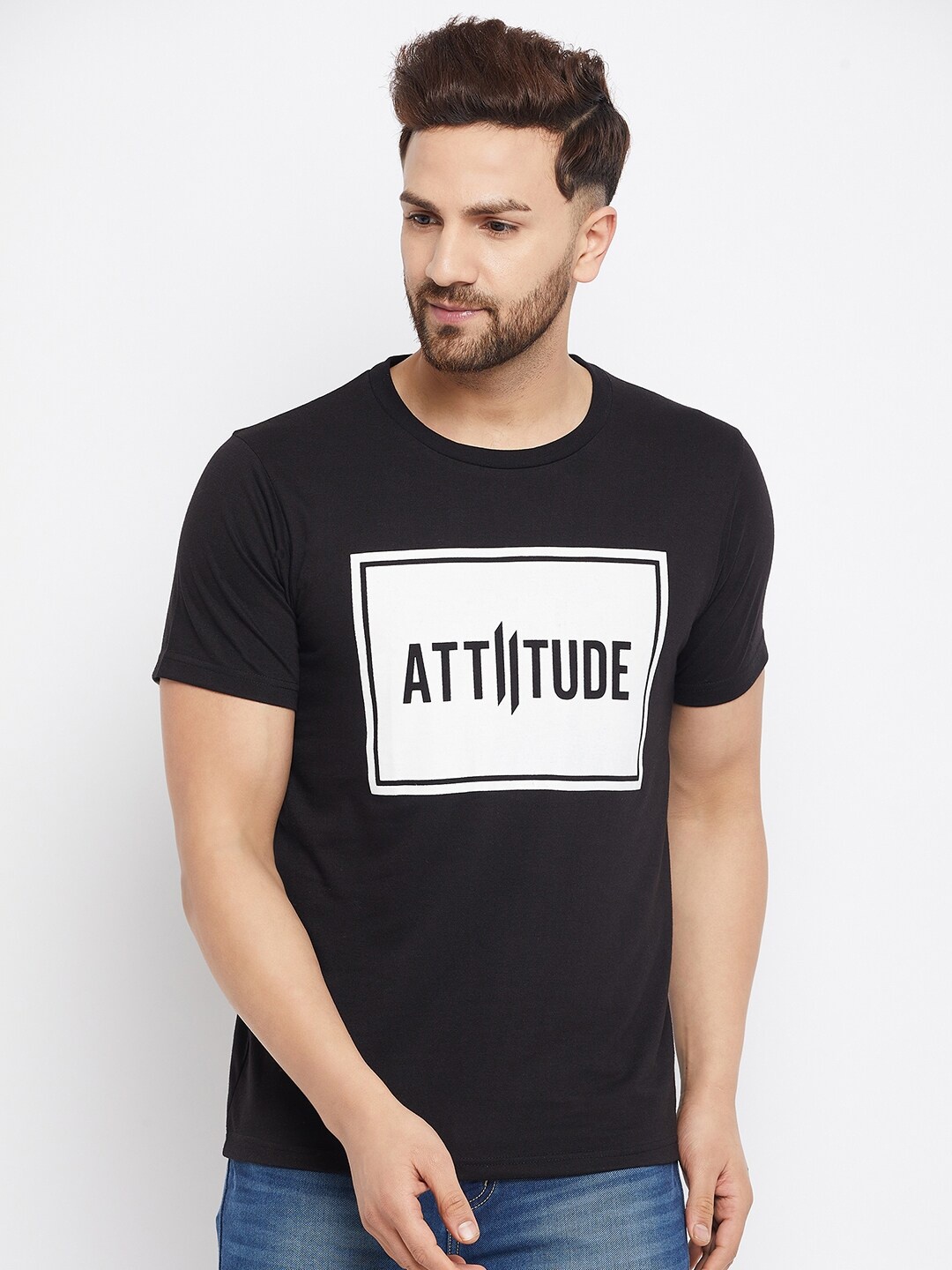 

THE MILLION CLUB Men Black Typography Printed T-shirt
