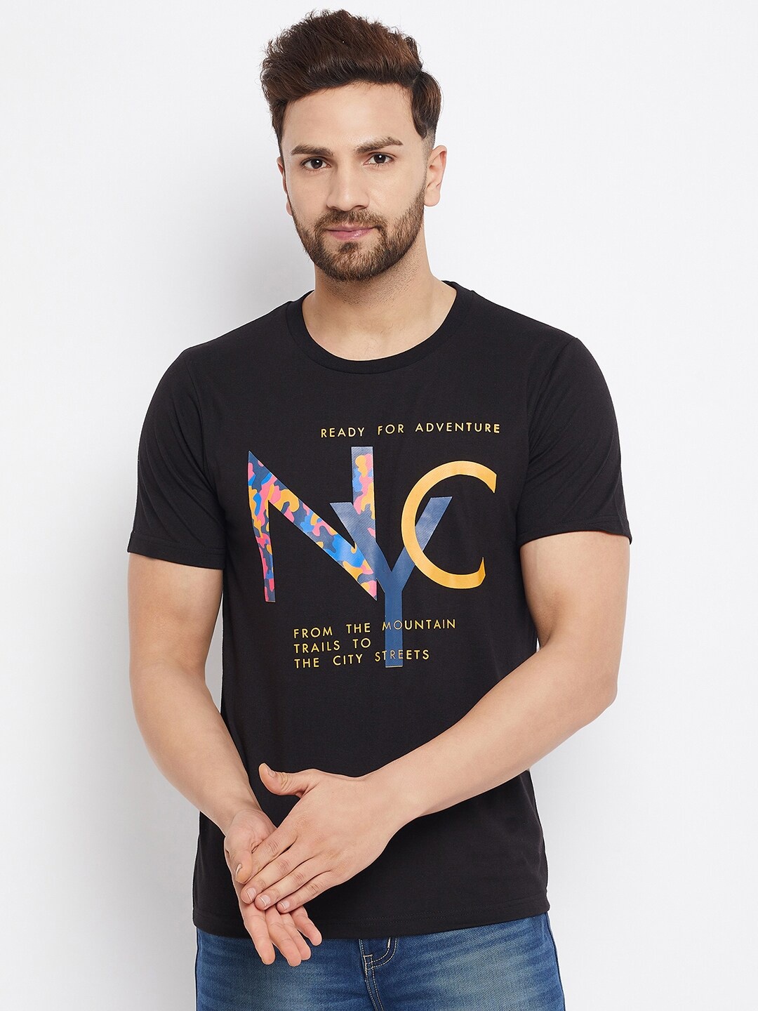 

THE MILLION CLUB Men Black Printed T-shirt