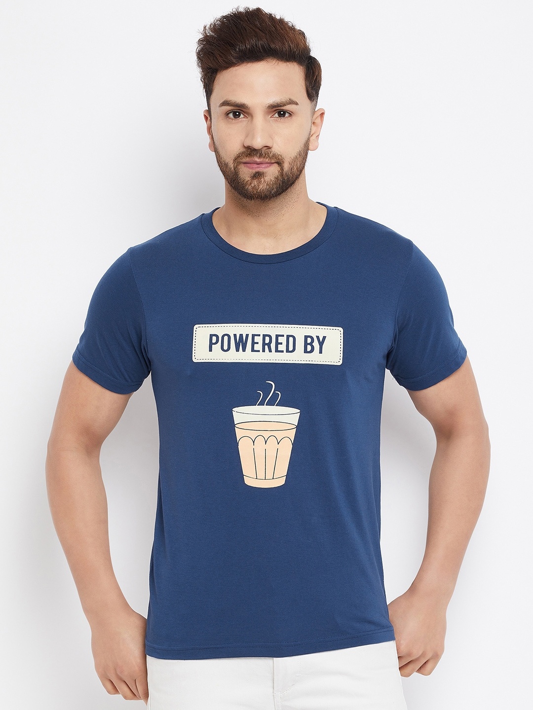 

THE MILLION CLUB Men Navy Blue Typography Printed T-shirt