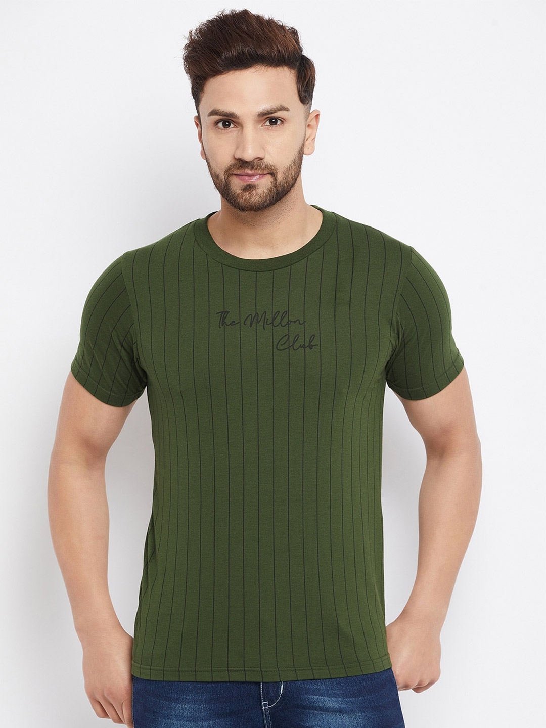 THE MILLION CLUB Men Green Typography Printed Regular-Fit T-shirt