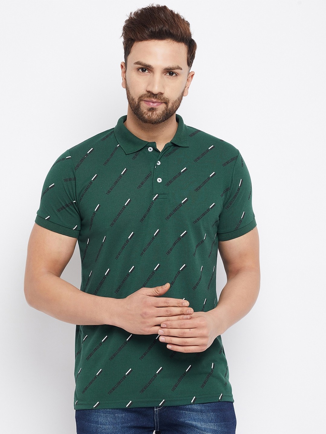 

THE MILLION CLUB Men Green Typography Printed T-shirt