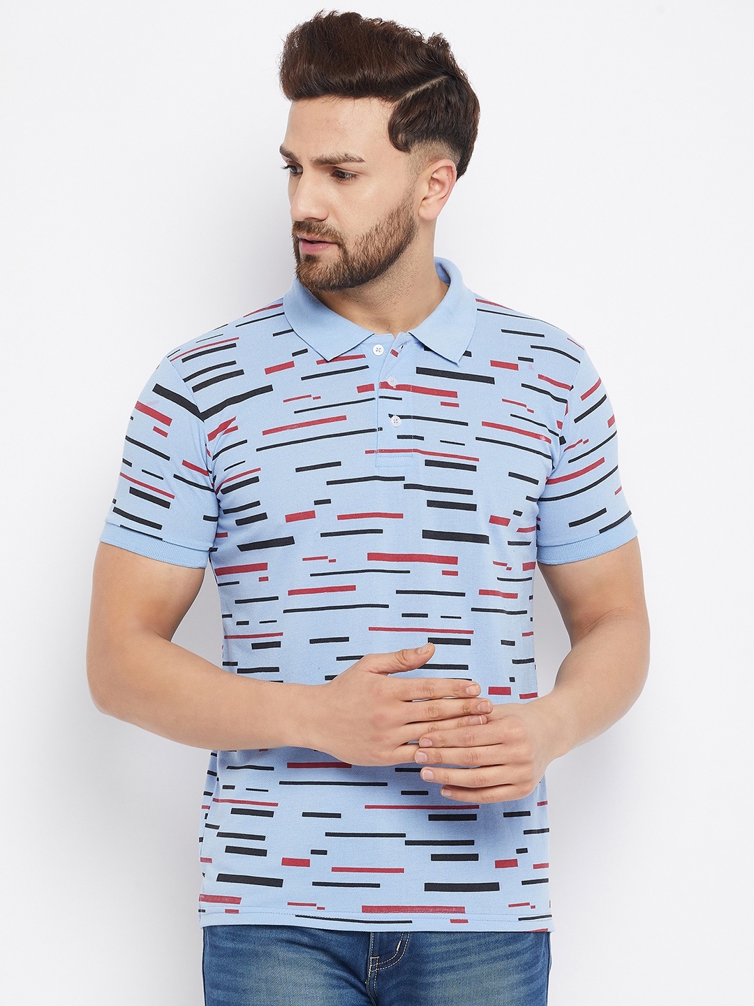 

THE MILLION CLUB Men Blue Polo Collar T-shirt