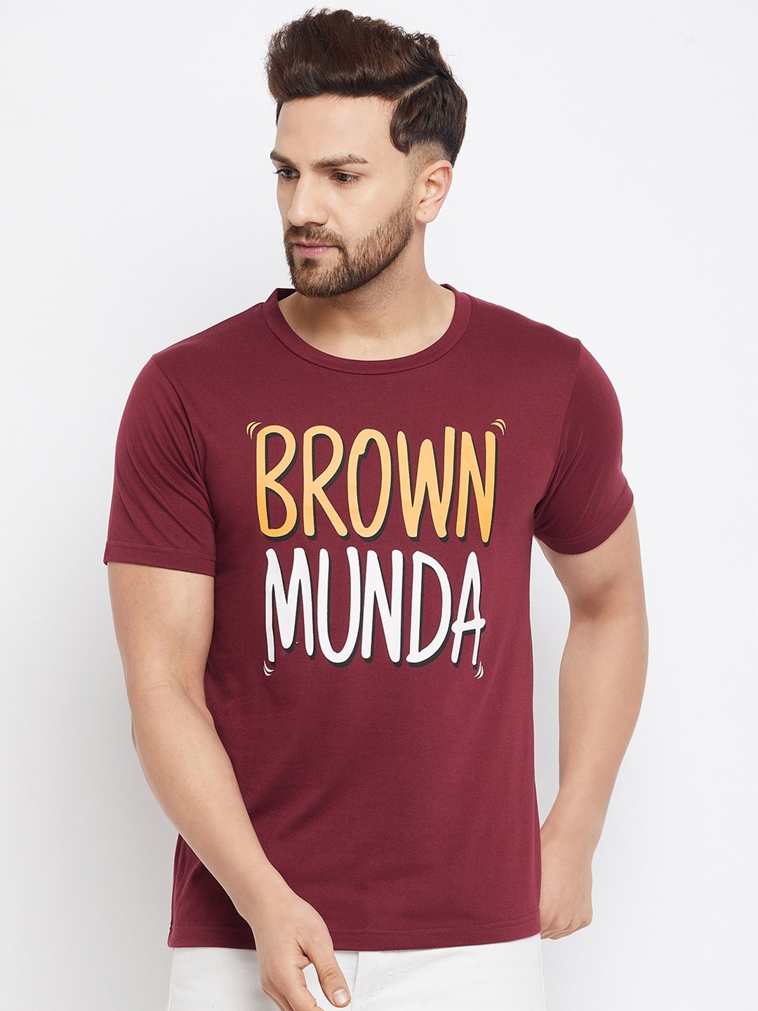 

THE MILLION CLUB Men Maroon Typography Printed T-shirt