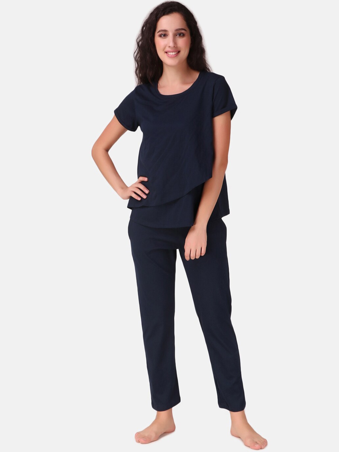 

Masha Women Navy Blue Maternity Night Suit