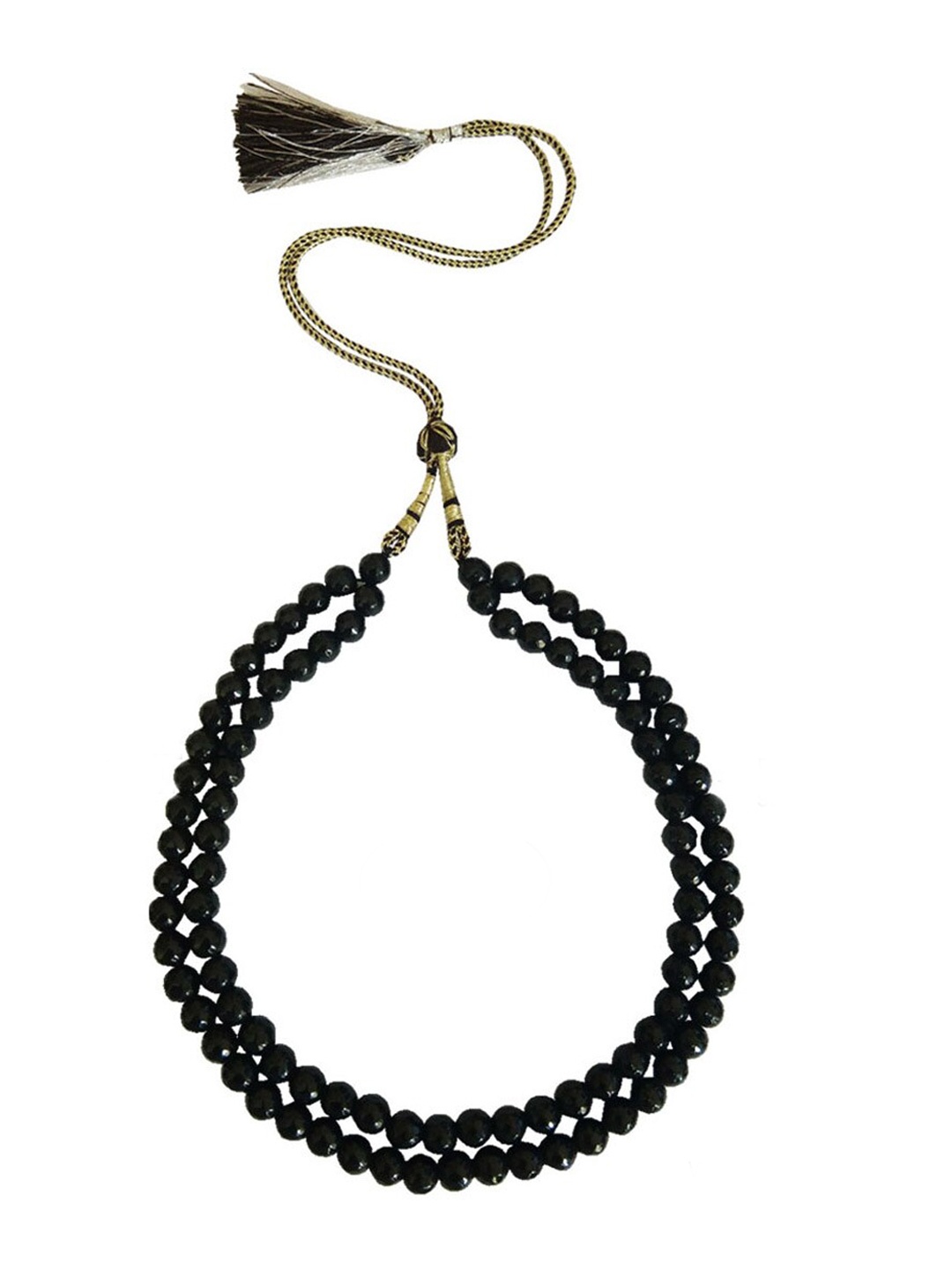 

RICH AND FAMOUS Black & Gold-Plated Brass Quartz, Agate Stone Layered Necklace