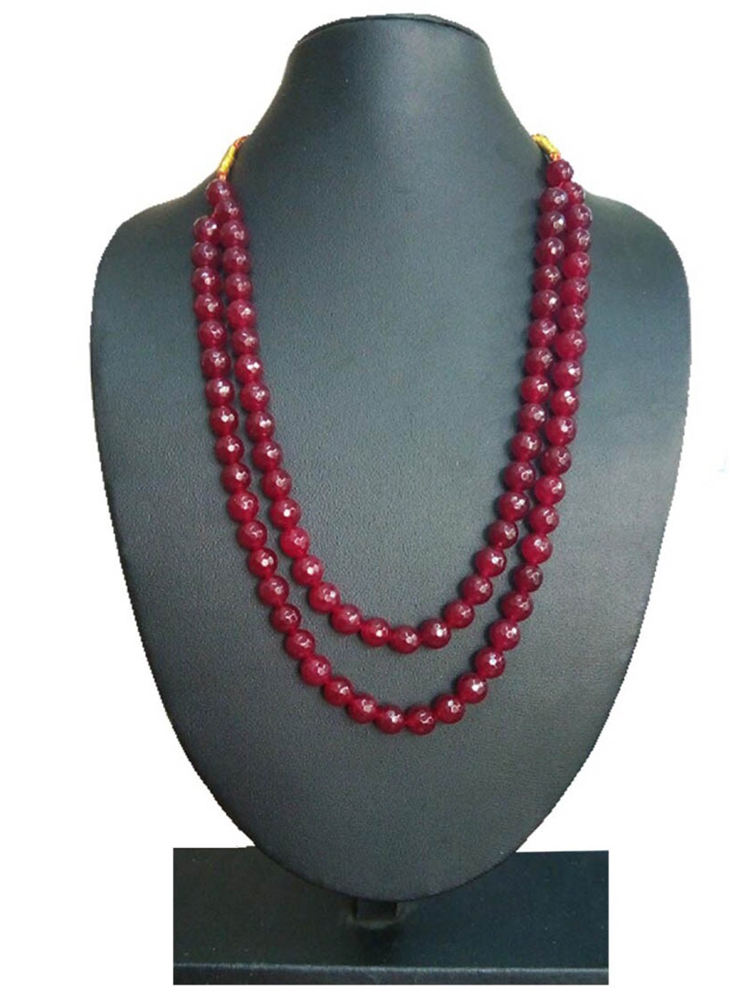 

RICH AND FAMOUS Red Gold-Plated Ruby Quartz Beads Layered Necklace
