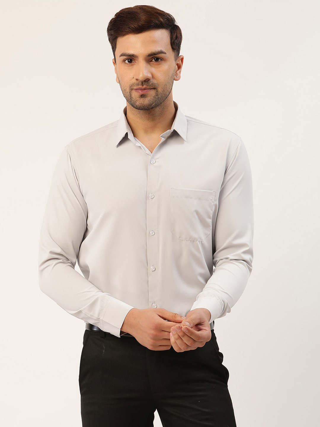 

JAINISH Men Grey Smart Slim Fit Cotton Formal Shirt