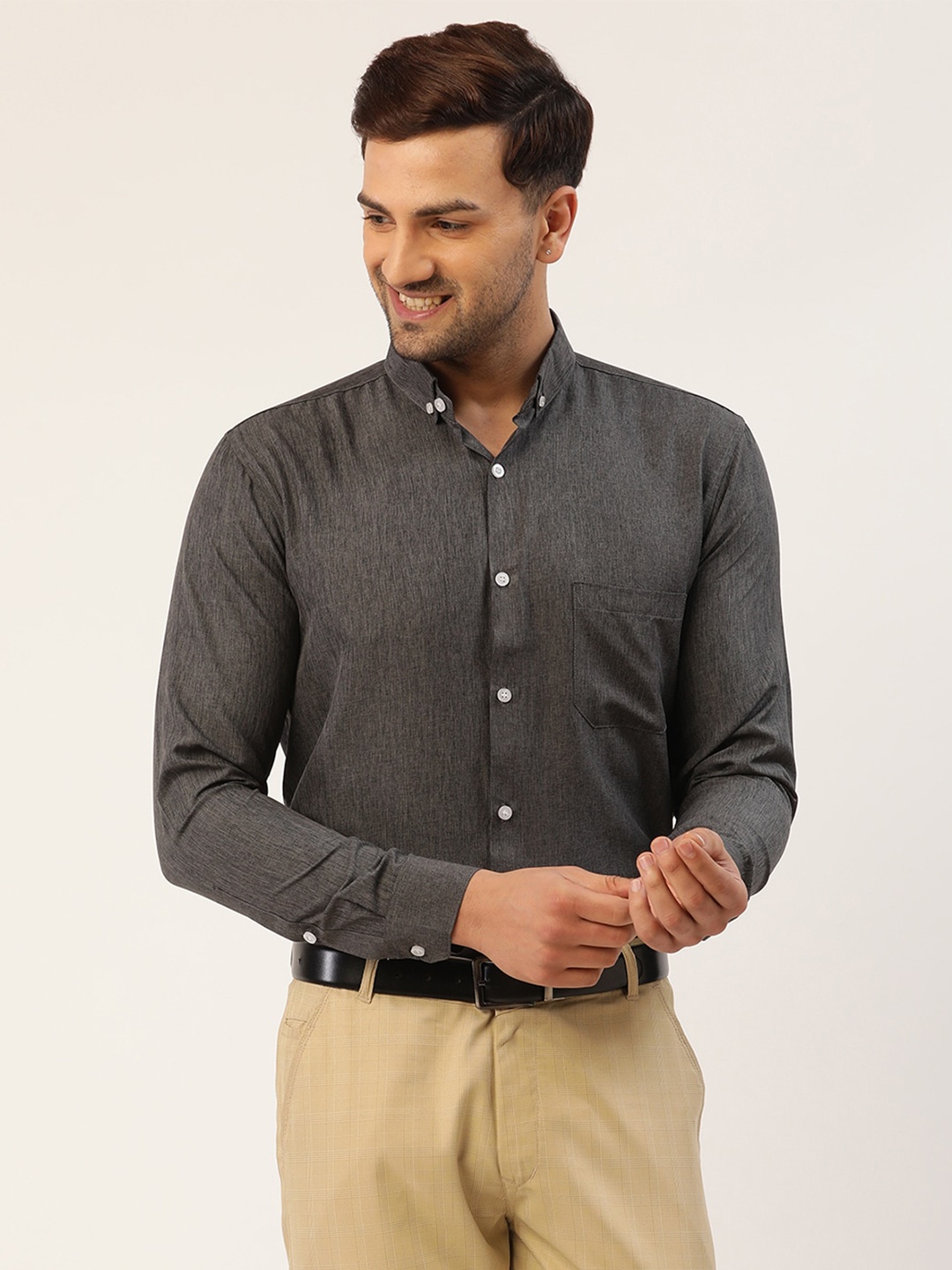

JAINISH Men Charcoal Smart Slim Fit Formal Shirt