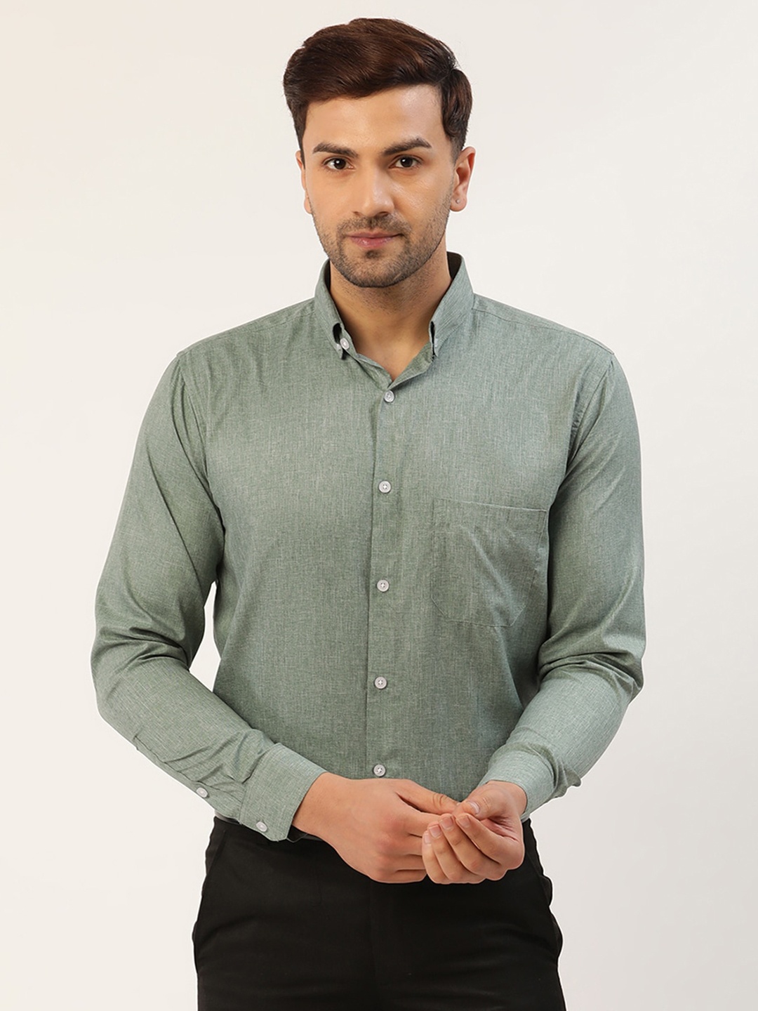 

JAINISH Men Green Smart Slim Fit Formal Shirt