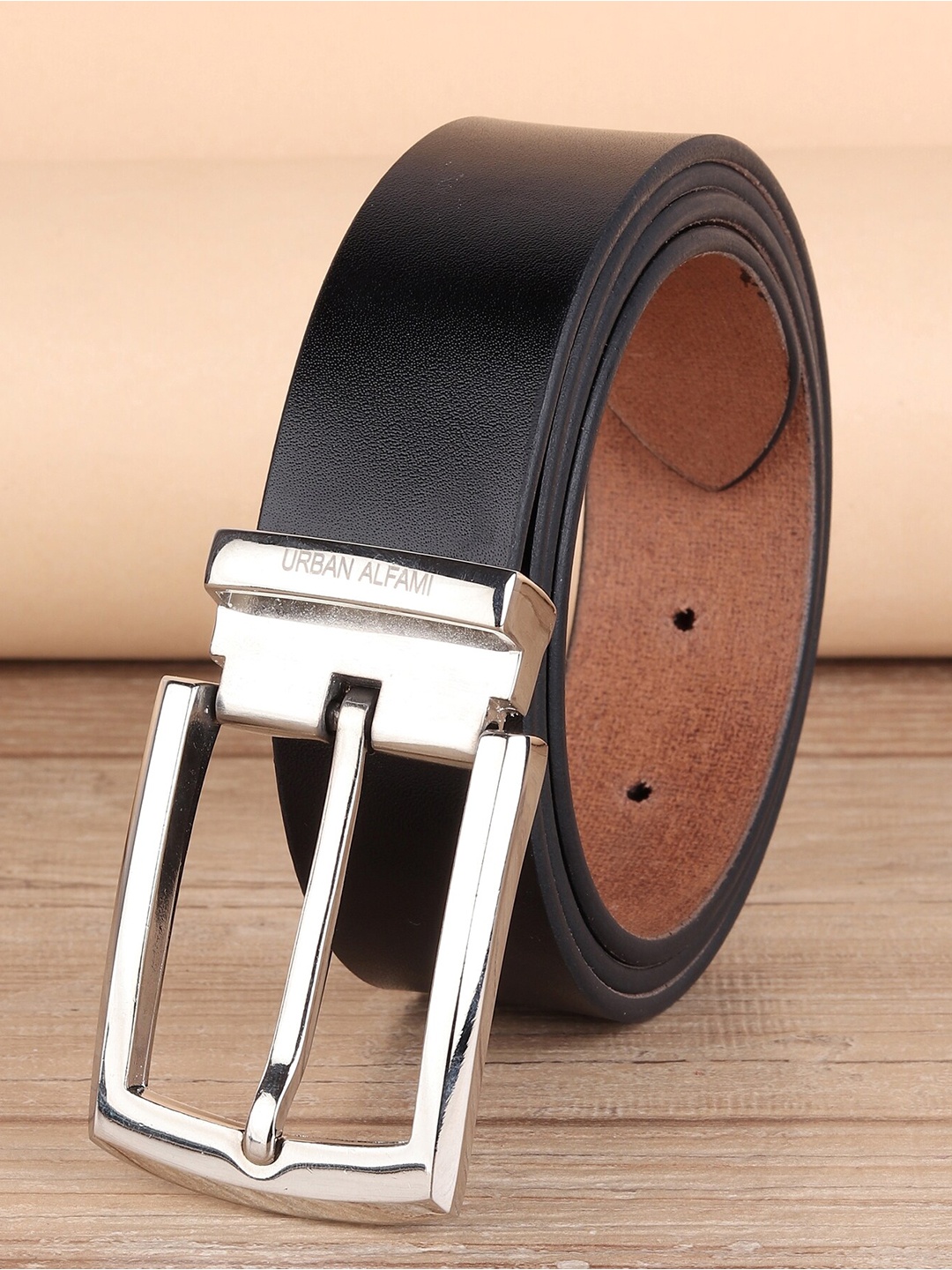 

URBAN ALFAMI Men Black Leather Formal Belt