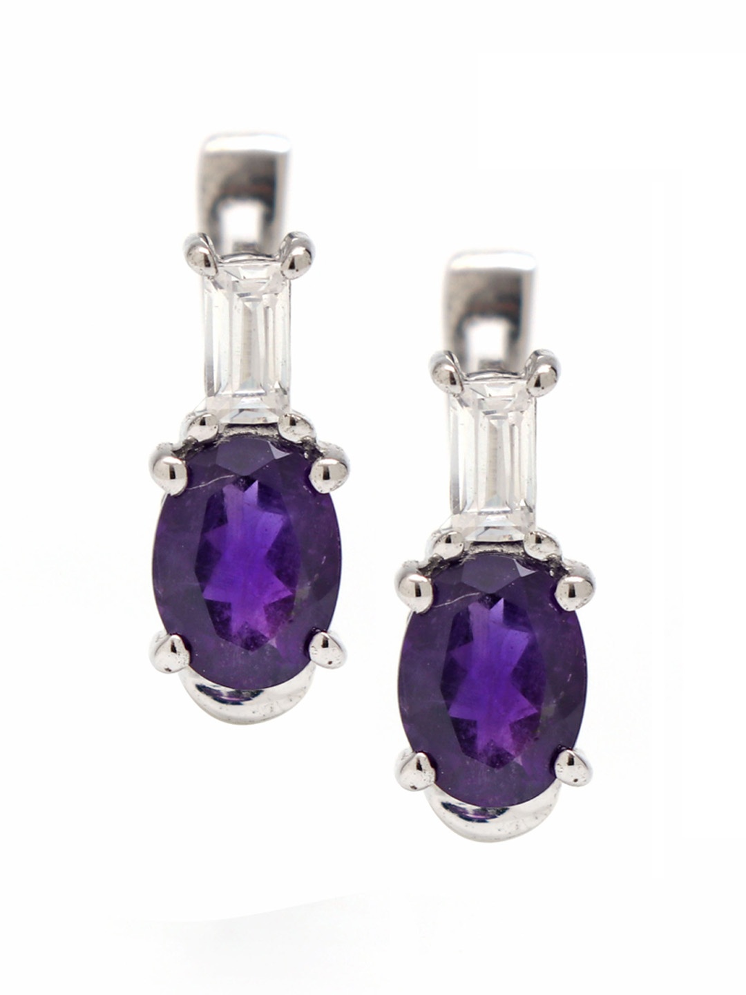 

HIFLYER JEWELS Purple-Toned & Rhodium-Plated Amethyst Drop Earrings