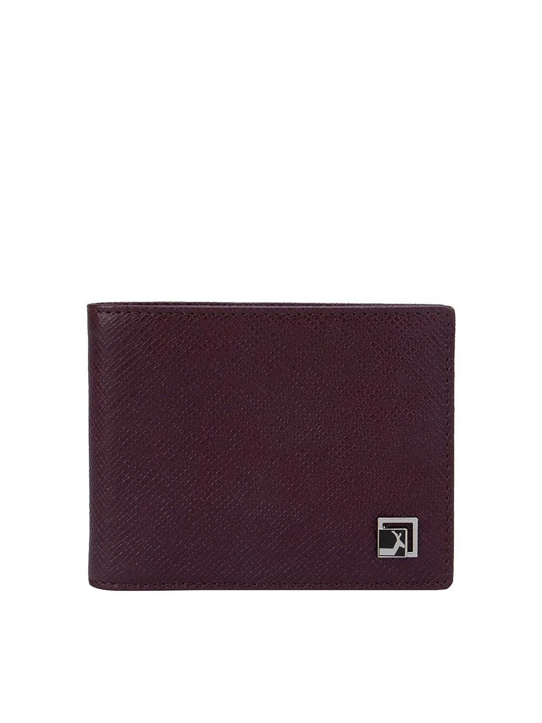 

Da Milano Men Burgundy Textured Leather Two Fold Wallet