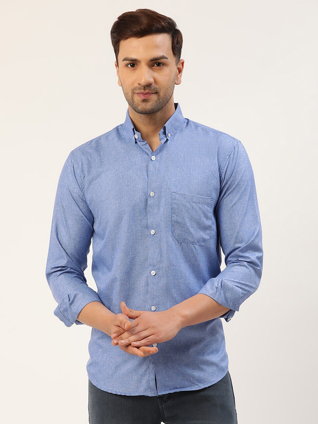 

JAINISH Men Blue Smart Slim Fit Casual Shirt