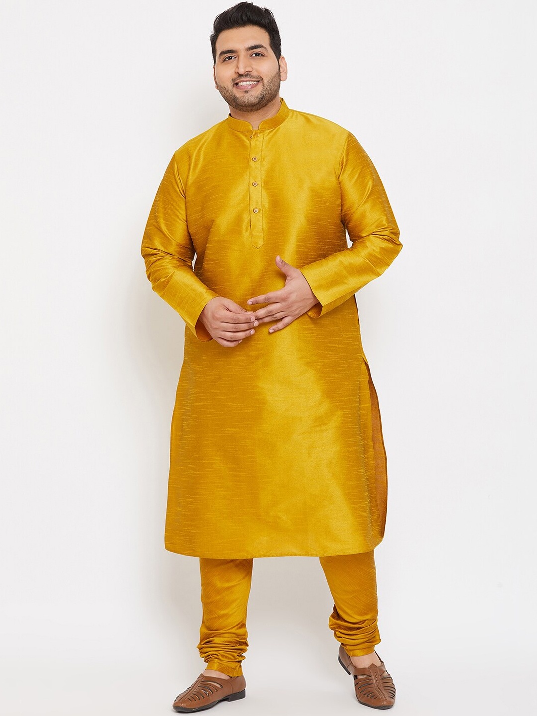 

VASTRAMAY Men Mustard Yellow Kurta with Pyjama