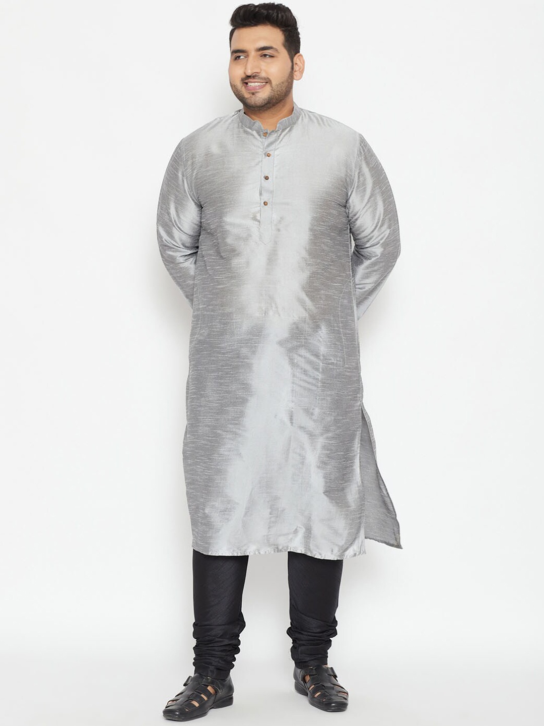 

VASTRAMAY Men Grey Solid Kurta With Pyjamas