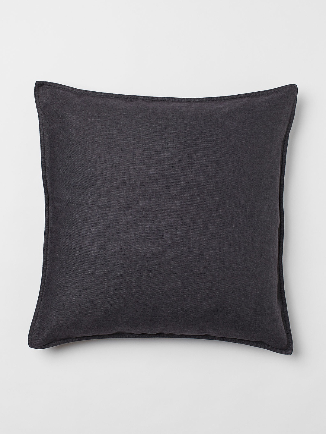 

H&M Charcoal Grey Solid Square Linen Cushion Cover