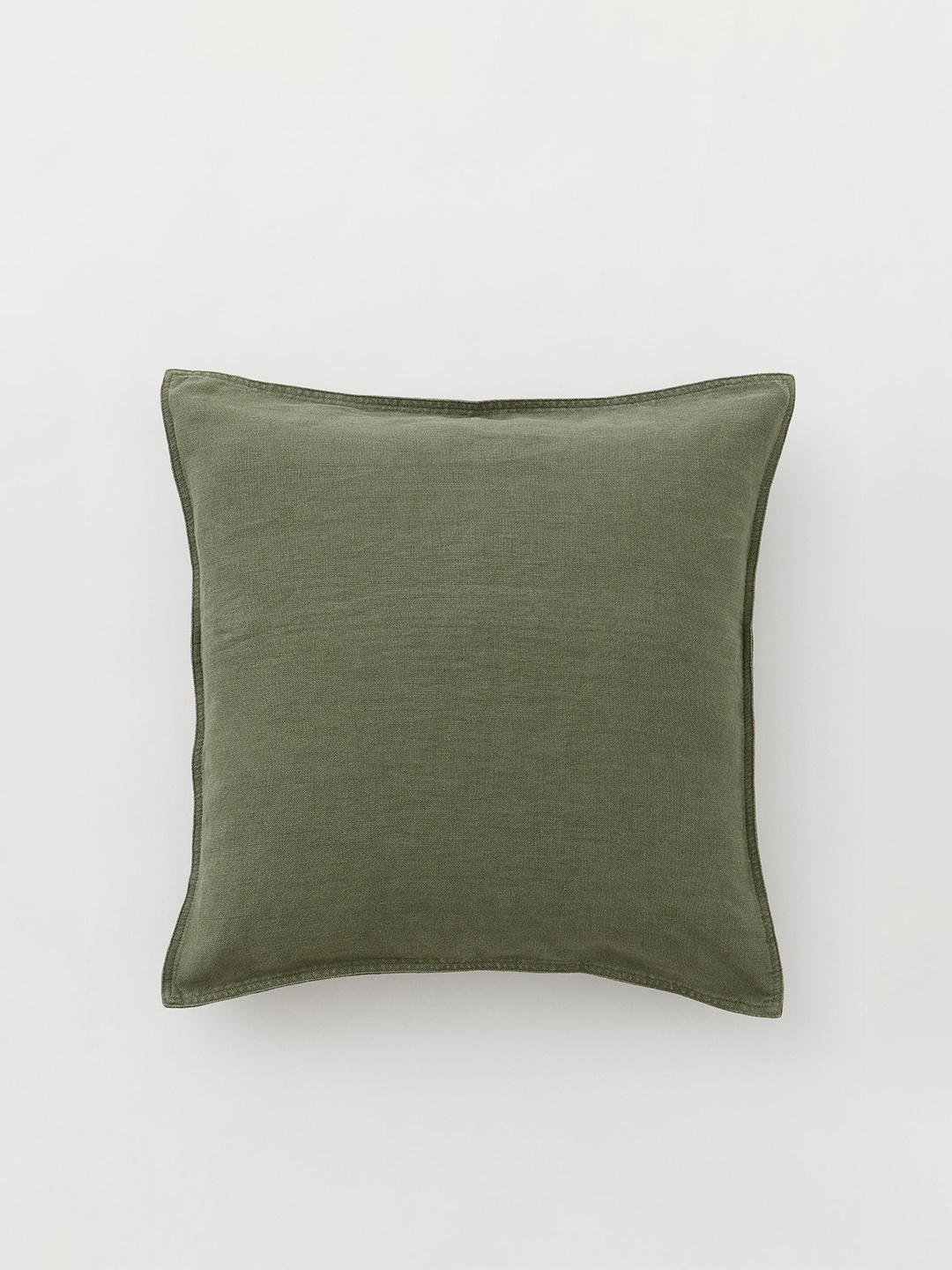 

H&M Green Solid Sqare Washed Linen Cushion Cover