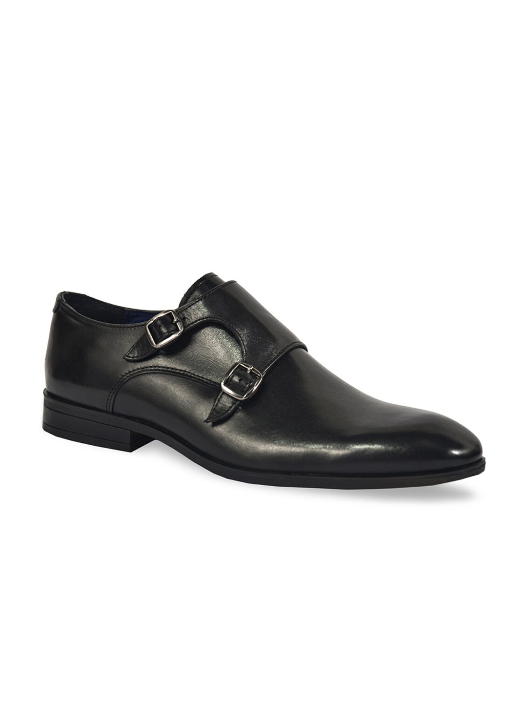 

SILVER STREET LONDON Men Black Leather Formal Monk Shoes