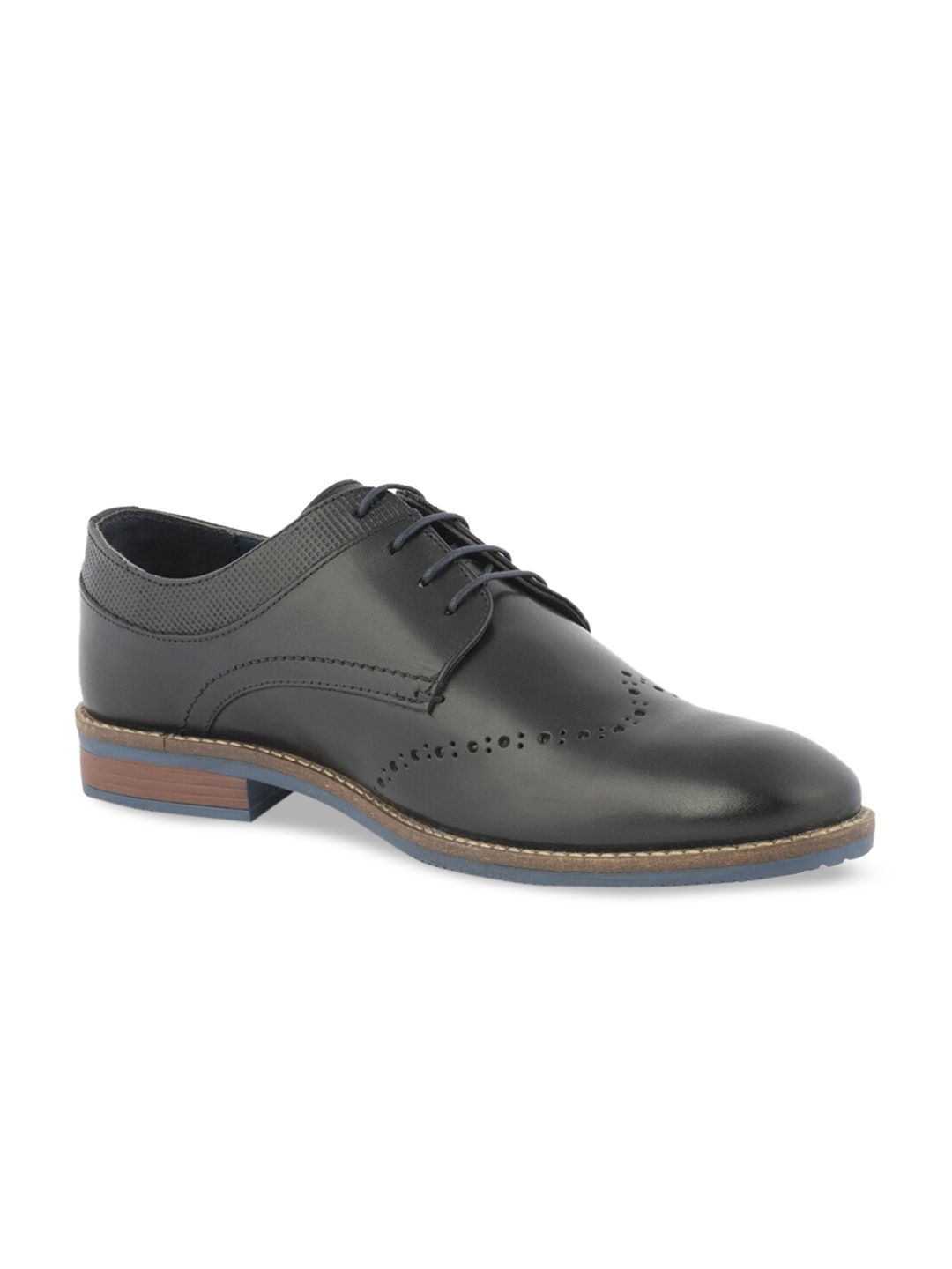 

SILVER STREET LONDON Men Black Textured Leather Formal Brogues