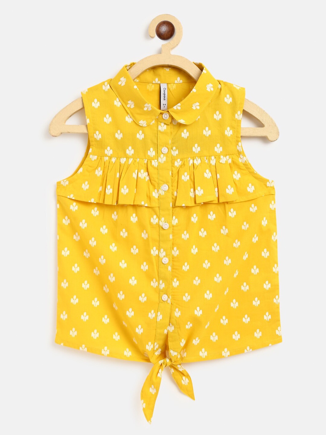 

Campana Yellow Geometric Print Shirt Style Top
