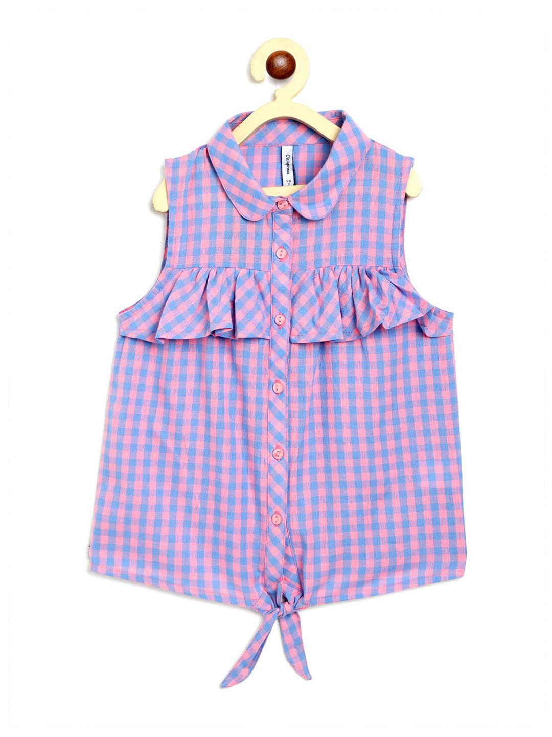 

Campana Pink & Purple Checked Shirt Style Pure Cotton Top