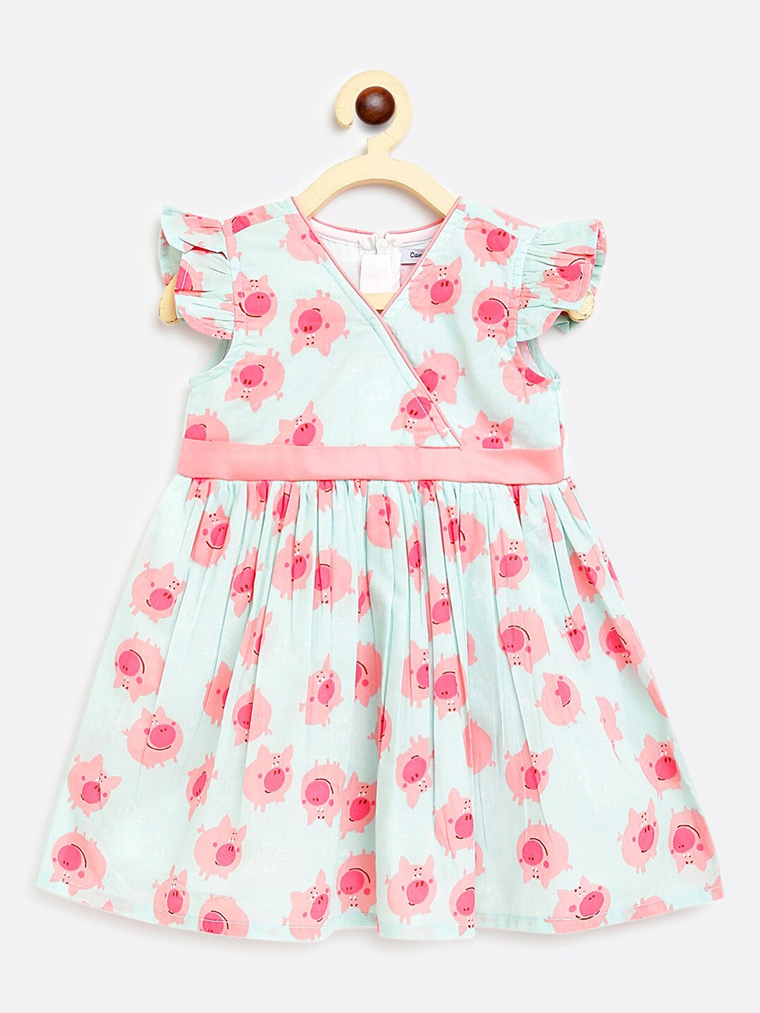 

Campana Blue & Peach-Coloured Floral Cotton Dress