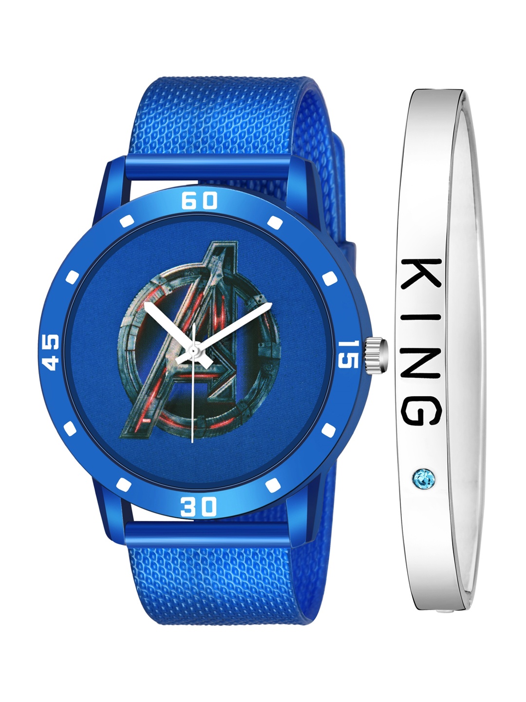 

HAPPY KHAJANA Men Brass Printed Dial & Straps Analogue Watch KJR_574_JEWL_050, Blue