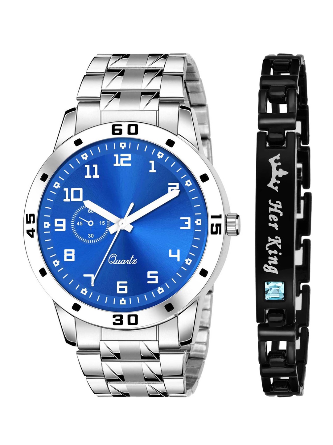 

HAPPY KHAJANA Men Blue Dial & Silver Toned Stainless Steel Bracelet Style Analogue Watch