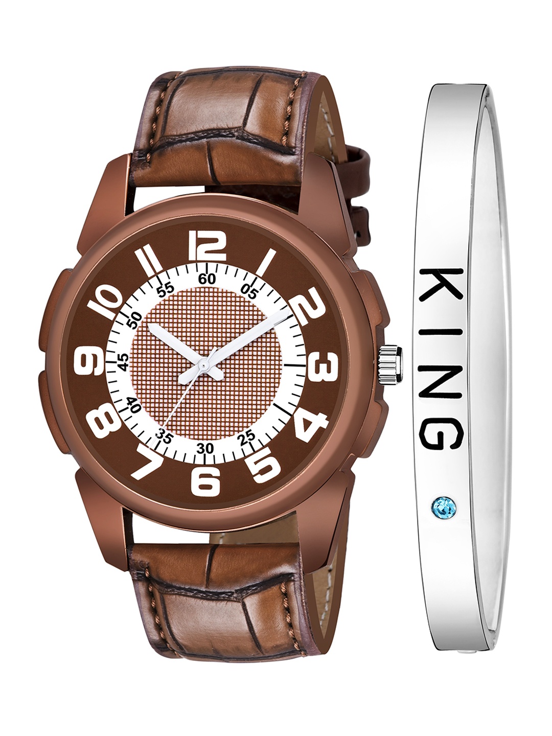 

HAPPY KHAJANA Men Brown Brass Printed Dial & Brown Bracelet Style Straps Analogue Watch