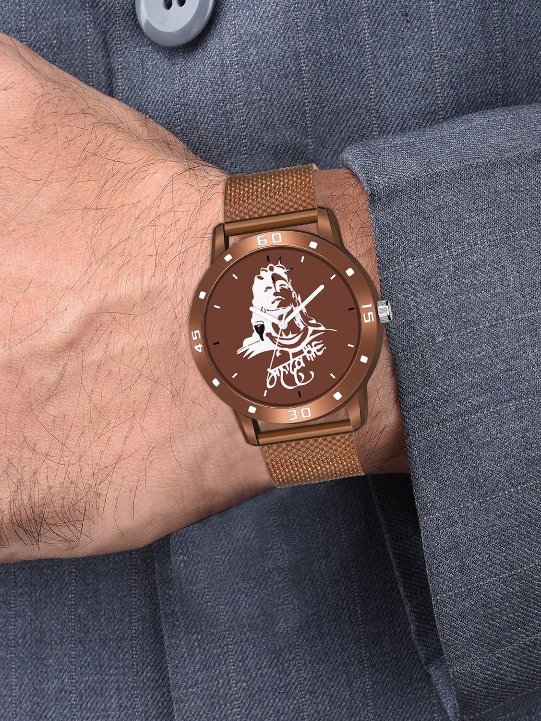

HAPPY KHAJANA Men Brass Embellished Dial & Bracelet Style Straps Analogue Watch KJR_585_JEWL_052, Brown