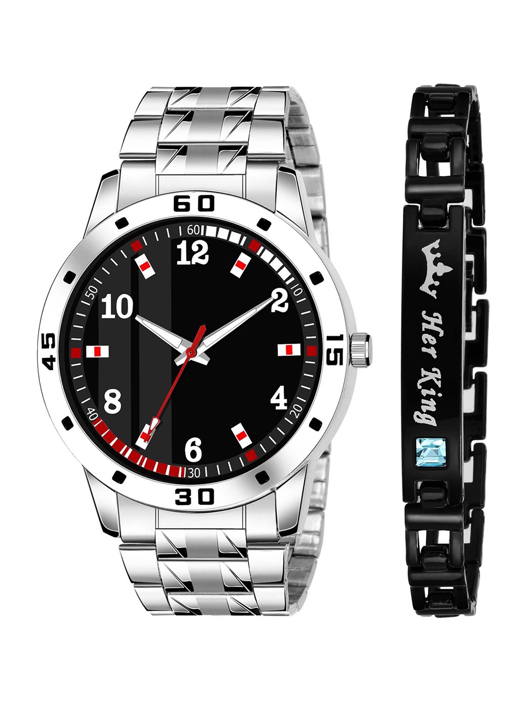 

HAPPY KHAJANA Men Black Stainless Steel Bracelet Style Straps Analogue Watch