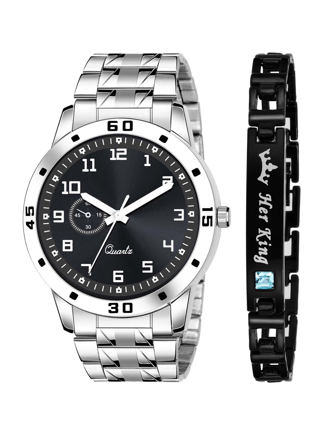 

HAPPY KHAJANA Men Brass Printed Dial & Stainless Steel Bracelet Style Straps Analogue Watch, Black