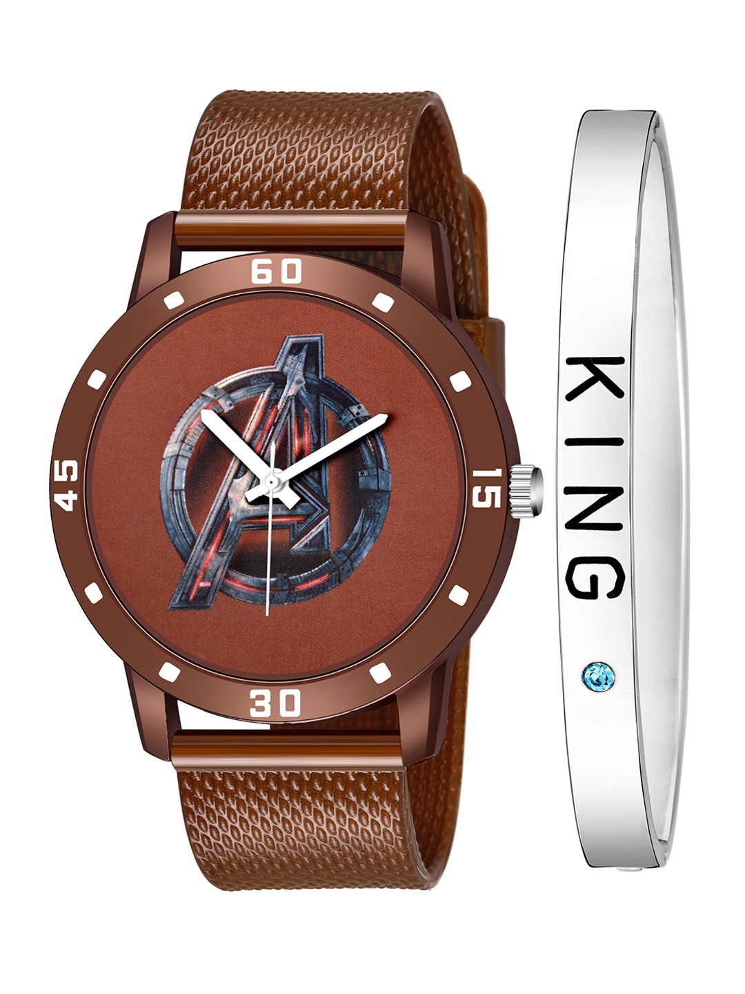 

HAPPY KHAJANA Men Brass Printed Dial & Bracelet Style Straps Analogue Watch KJR_575_JEWL_050, Brown
