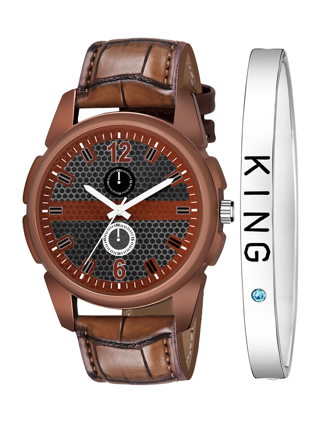 

HAPPY KHAJANA Men Brass Printed Dial & Straps Analogue Watch KJR_1206_JEWL_050, Brown