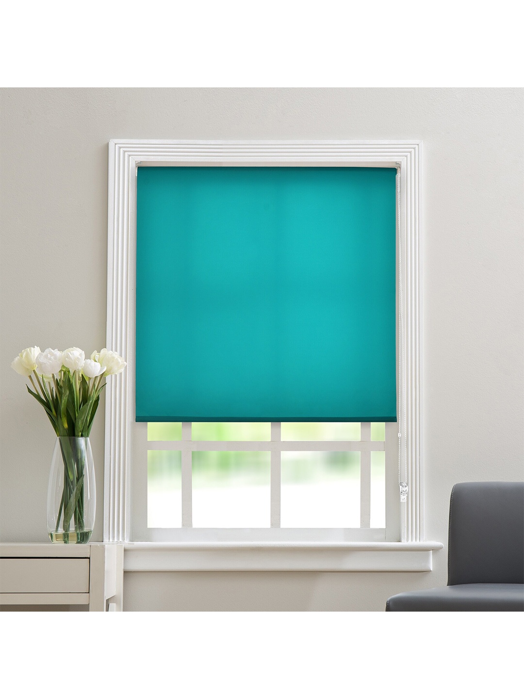 

Deco Window Turquoise Blue Solid Room Darkening Roller Blinds Window Curtain