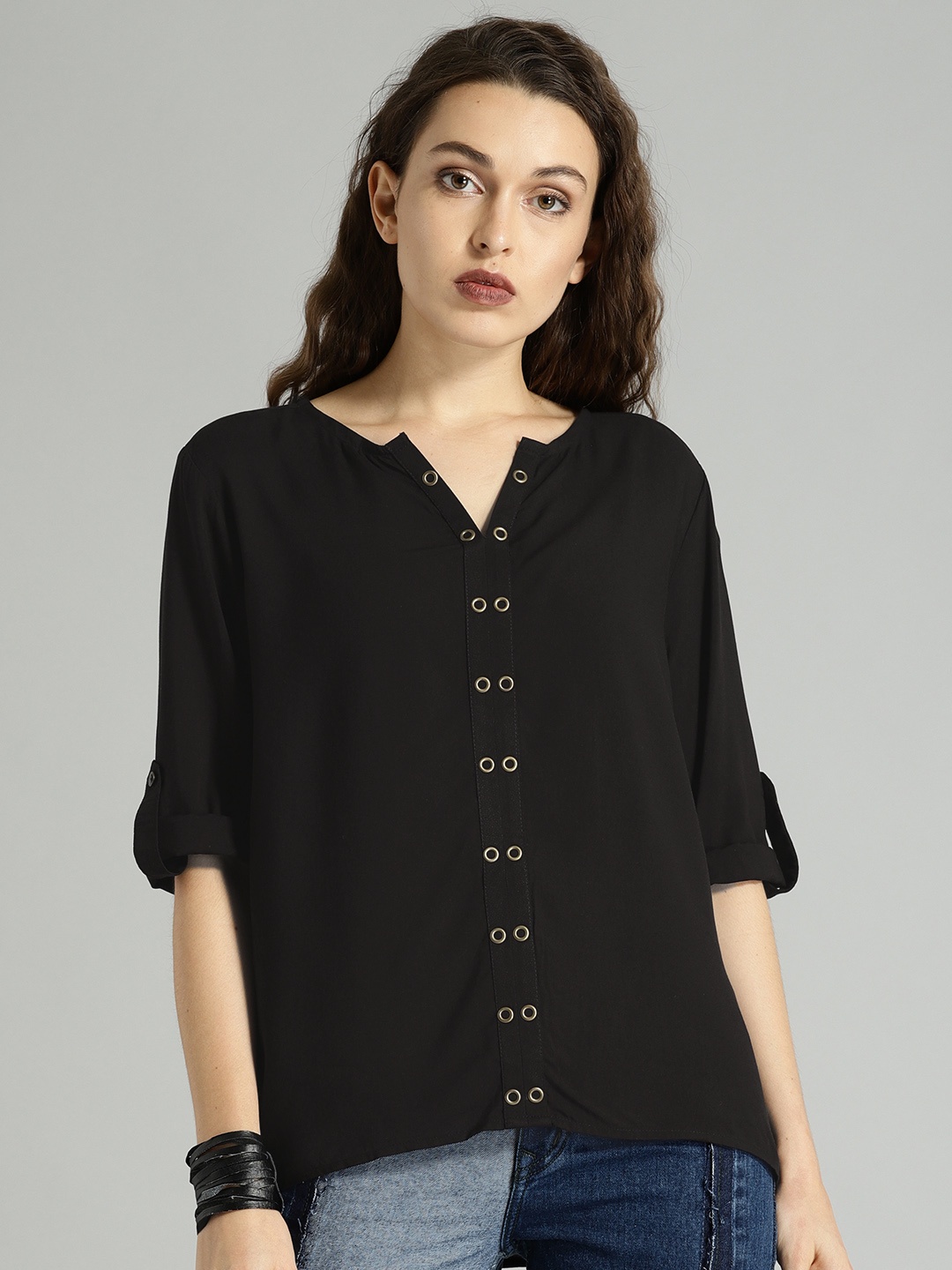 

Roadster Women Black Solid Top