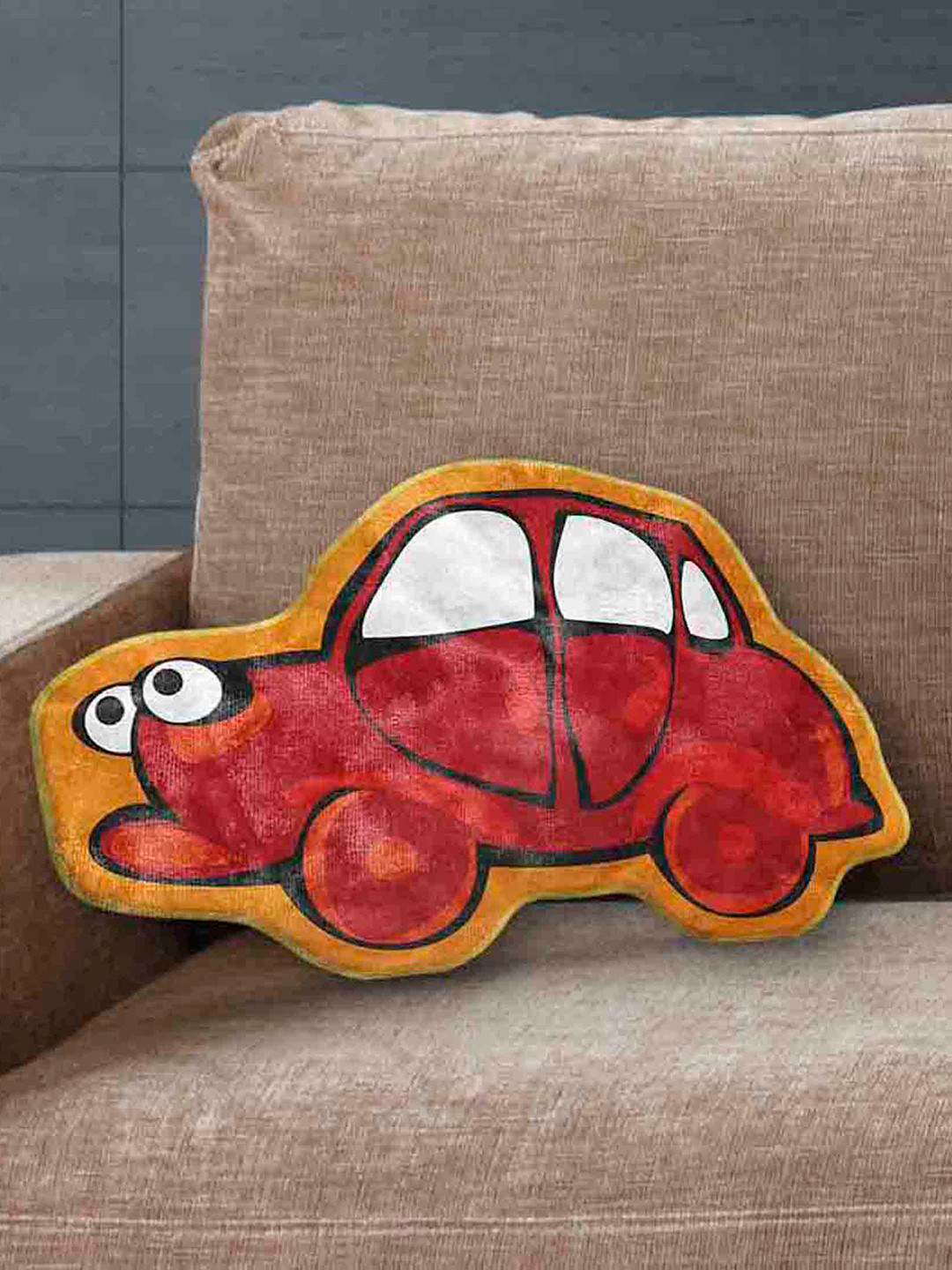 

LA VERNE Red & Yellow Valvet Shaped Cushion with Filler