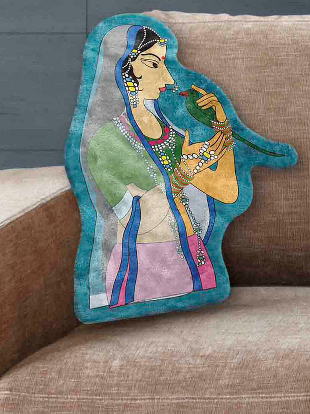 

LA VERNE Multicoloured Printed Velvet Cushion with Filler, Multi